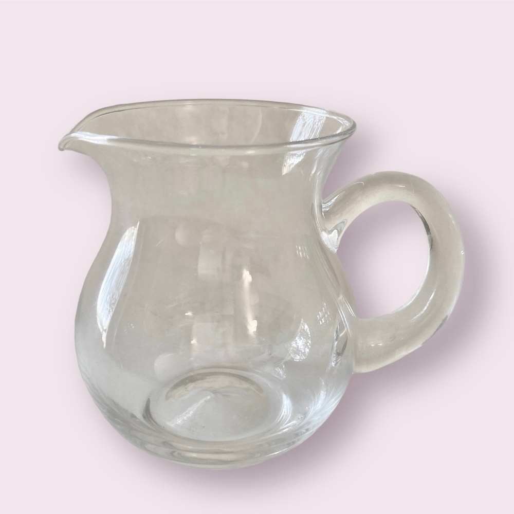 Mini Minature Clear Glass Pitcher 4” Handle Milk Drink Creamer Cottagecore Doll